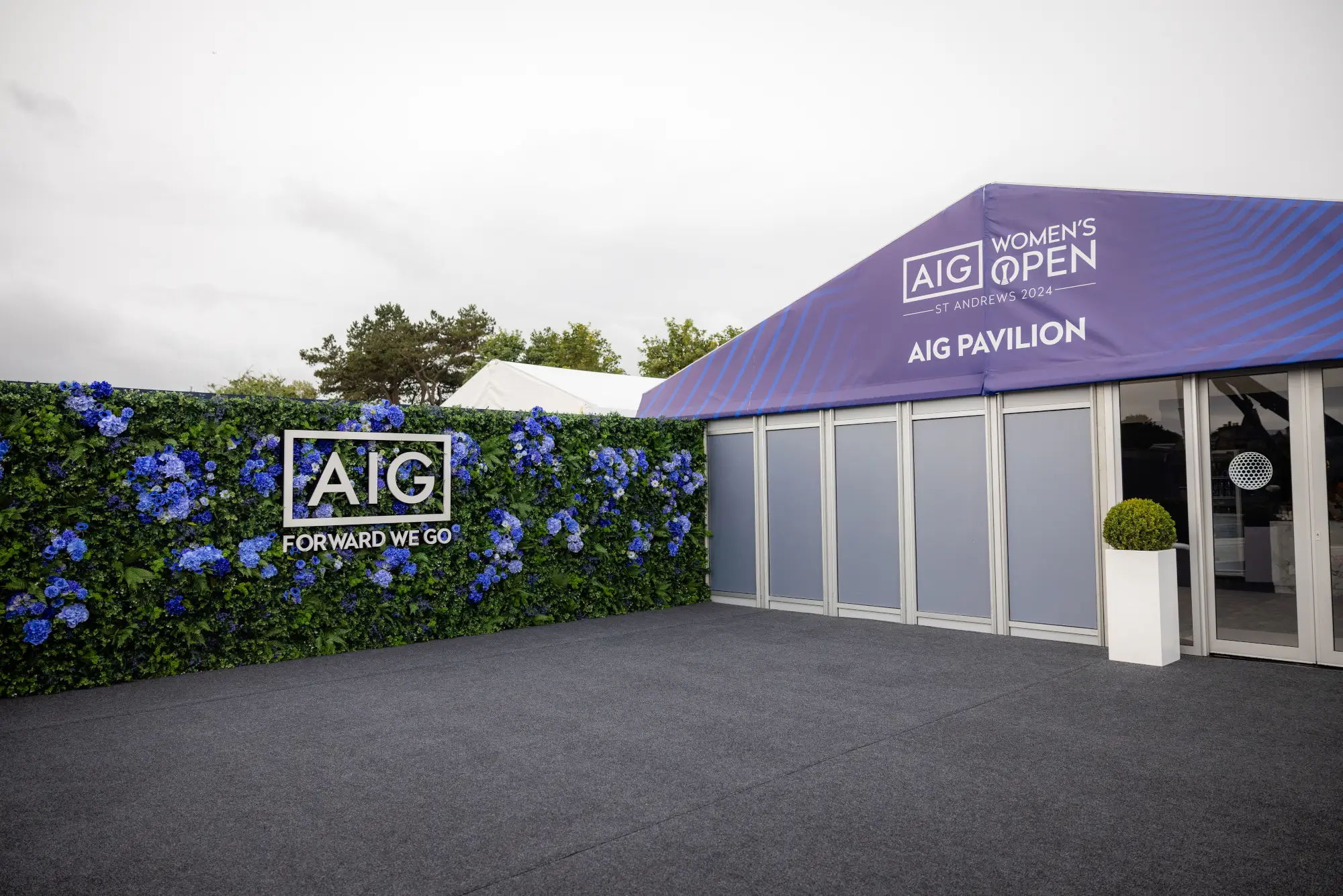 AIG logo sign on greenery