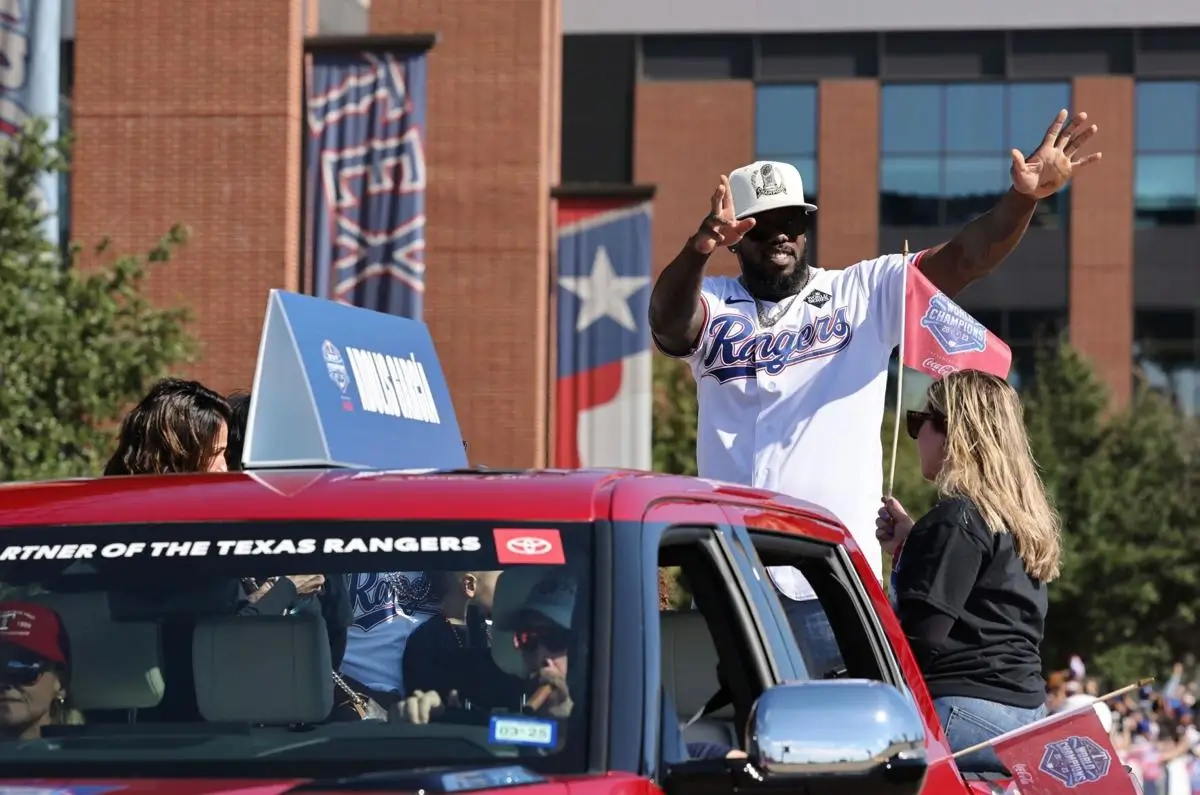 Man in Texas Rangers Truck